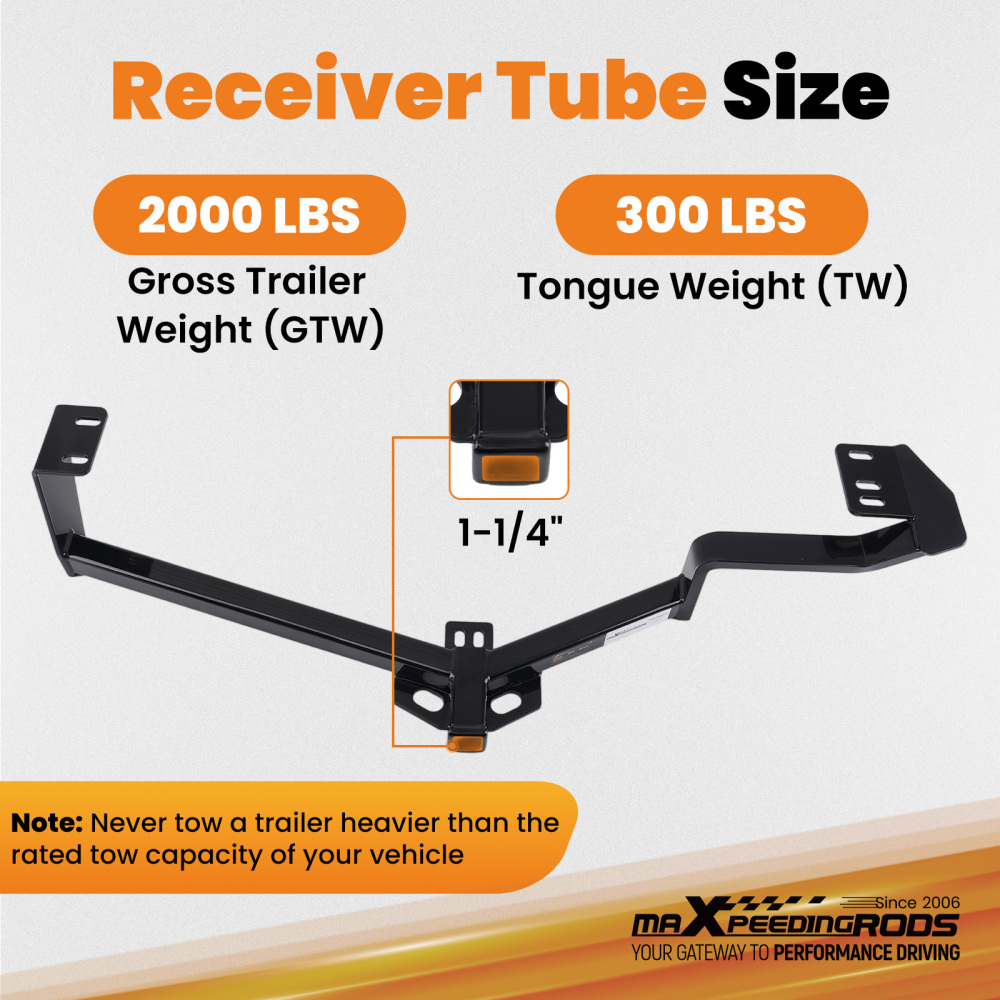 1.25 Class 2 Hitch Receiver compatible for Honda Civic 2006-2015 Rear Carbon Steel