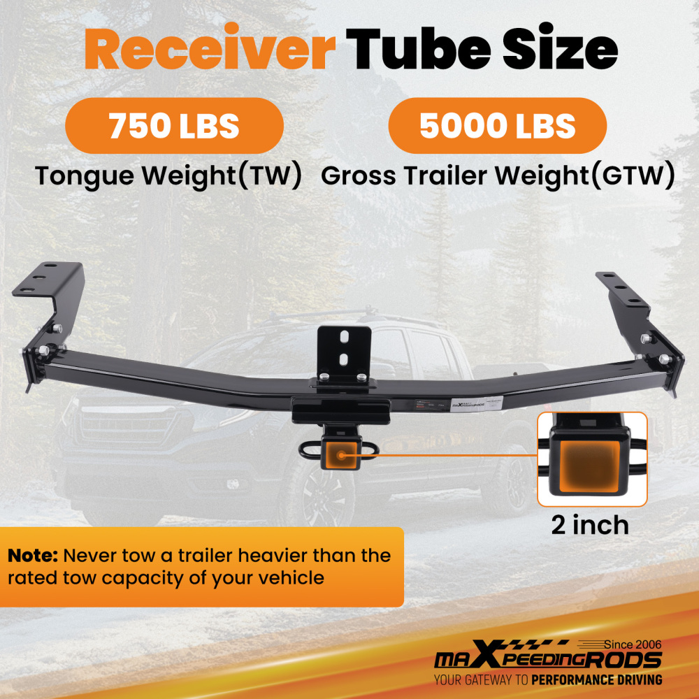 2 Class 3 Hitch Receiver compatible for Honda Ridgeline 2006-2014 Rear 5000lbs Towing