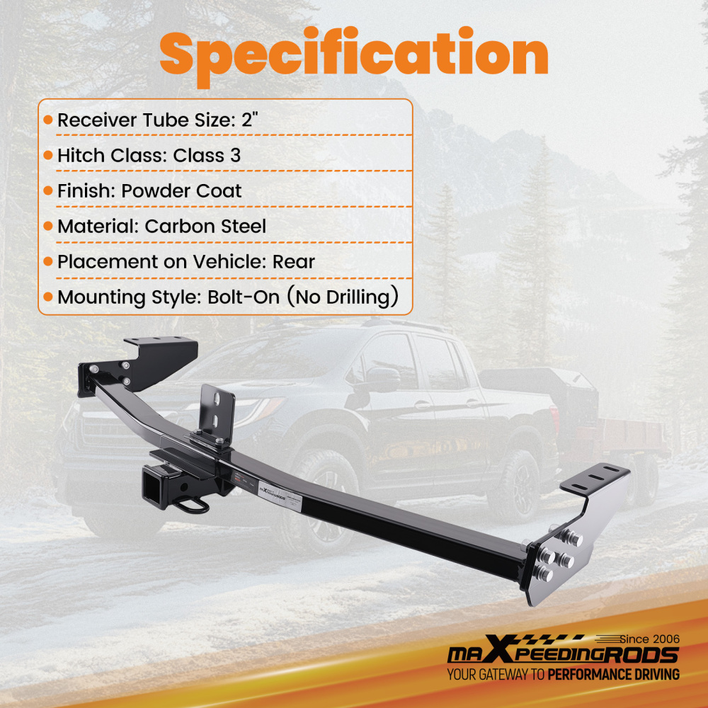 2 Class 3 Hitch Receiver compatible for Honda Ridgeline 2006-2014 Rear 5000lbs Towing
