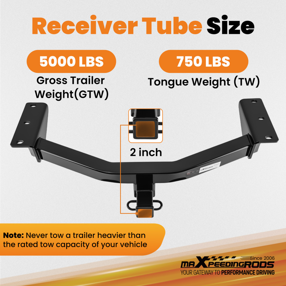 2 Inch Hitch Receiver compatible for Honda Passport 2019-2025 Class 3 Powder Coat 750lbs
