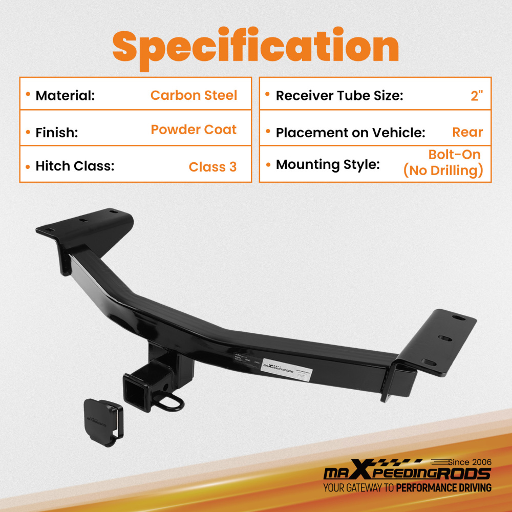 2 Inch Hitch Receiver compatible for Honda Passport 2019-2025 Class 3 Powder Coat 750lbs