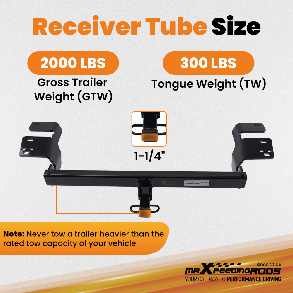 1.25 Class 2 Hitch Receiver compatible for Toyota Camry 2025-2026 Rear Bolt-On 2000lbs