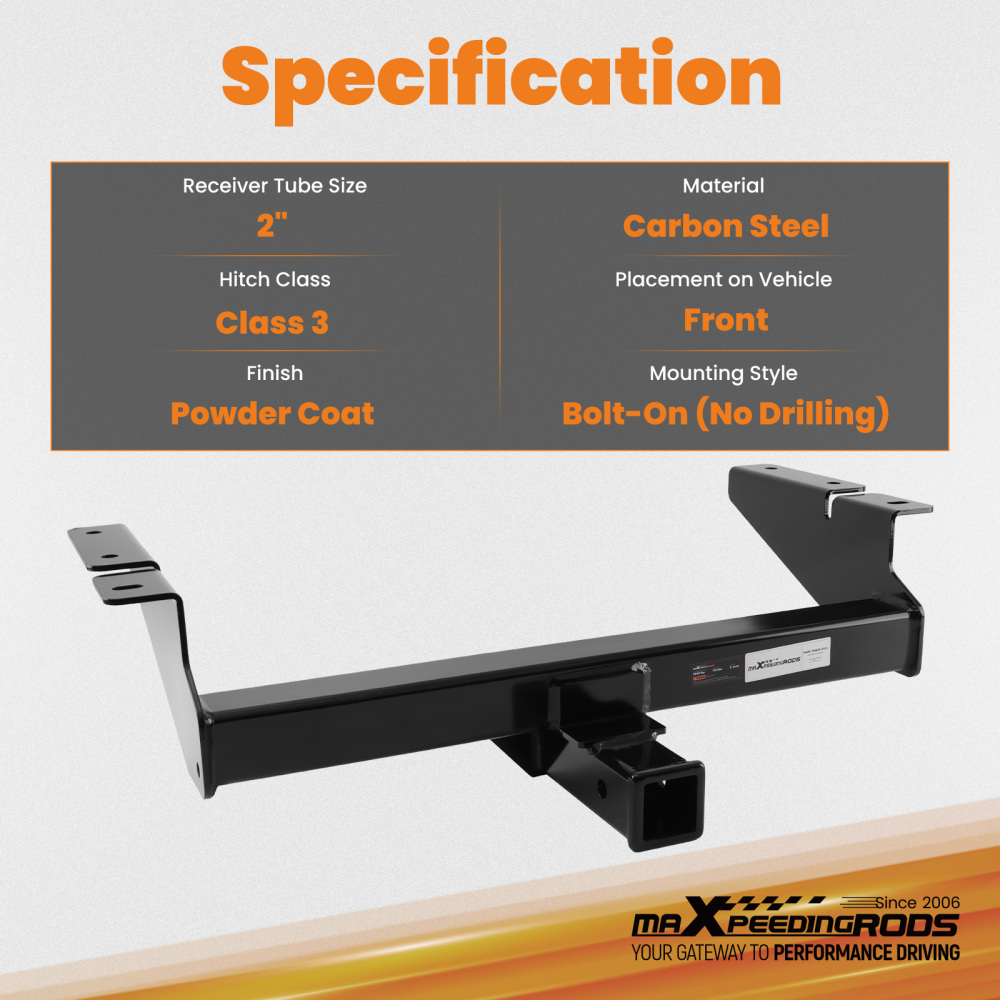 2in Front Hitch compatible for Chevrolet Silverado 1500 2014-2019 Class 3 Steel 5000lbs