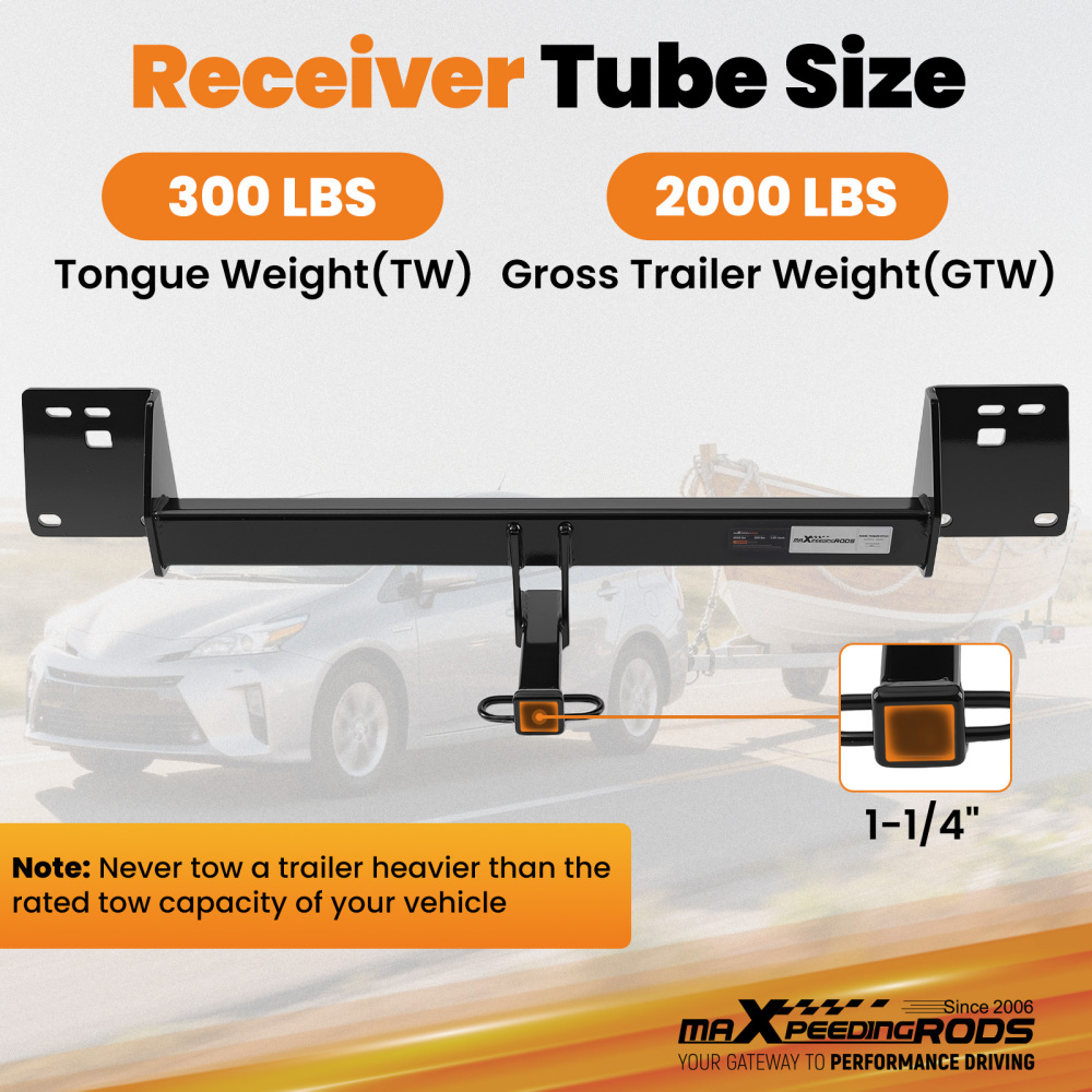 1.25 Class 2 Hitch compatible for Toyota Prius/Prime 2016-2022 Rear Receiver 2000lbs