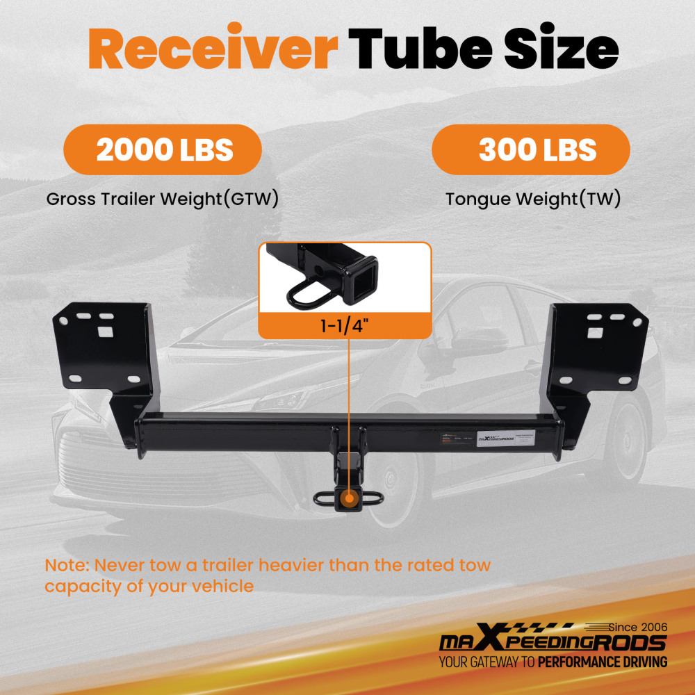 1.25 Class 2 Trailer Hitch compatible for Toyota Prius 2023-2026 Rear Heavy Duty