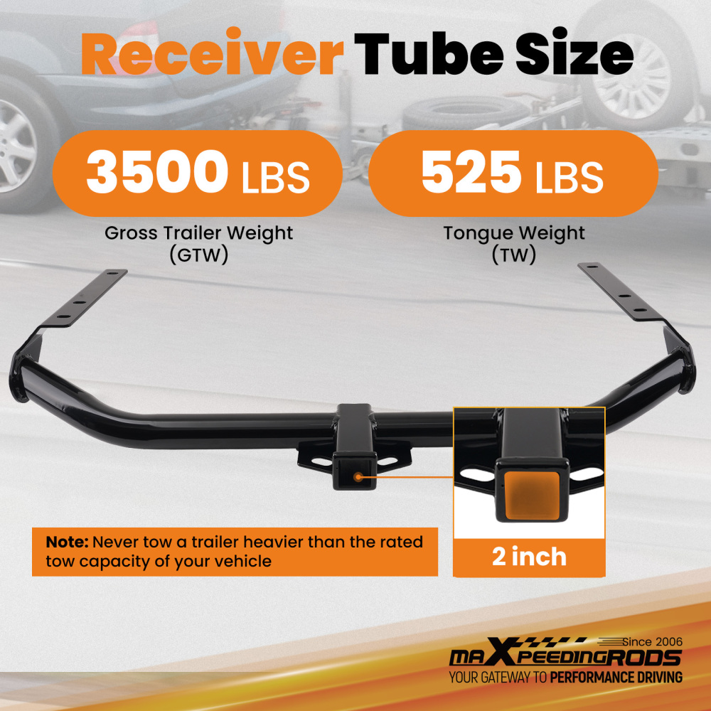 2in Class 3 Hitch Receiver compatible for Toyota Venza 09-16 Rear Bolt-On 3500lbs 525lbs
