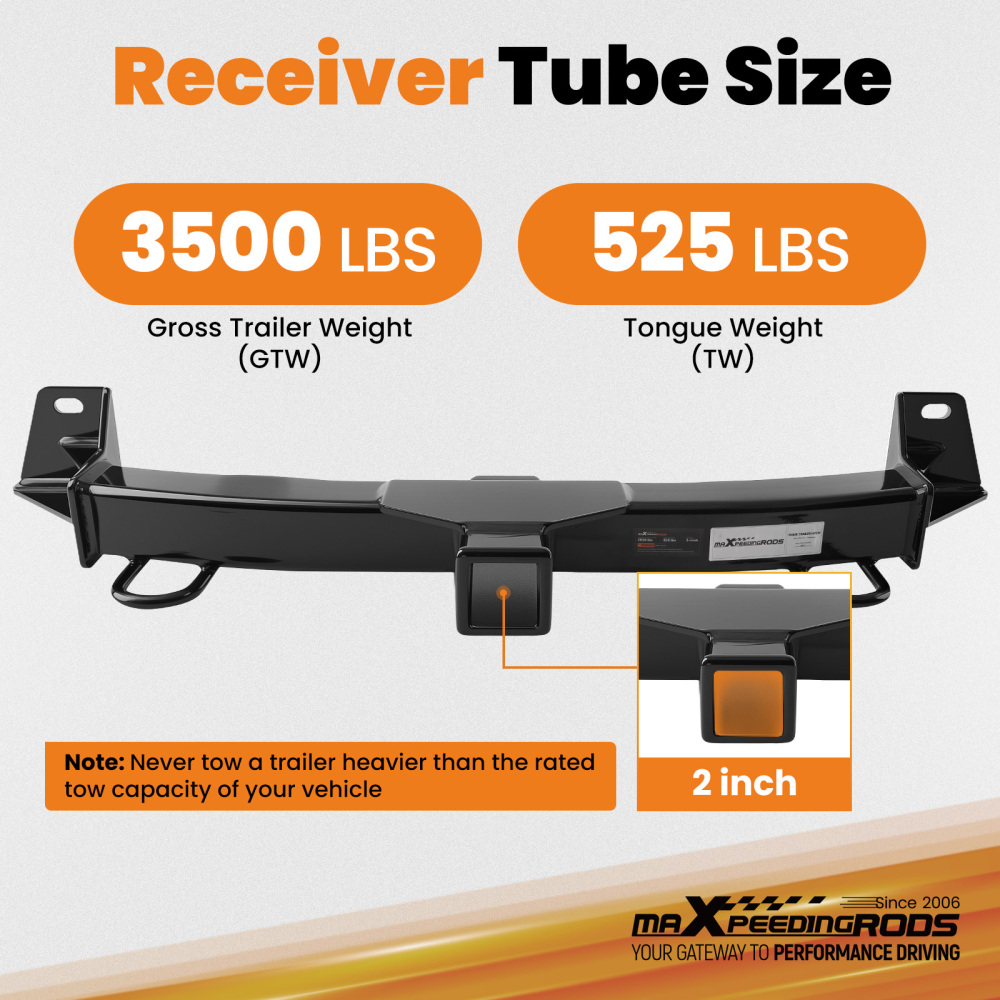 2 Class 3 Front Hitch Receiver compatible for Toyota Tacoma 2016-2023 Steel 525lbs TW