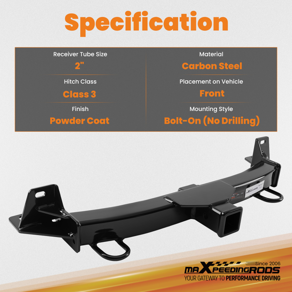 2 Class 3 Front Hitch Receiver compatible for Toyota Tacoma 2016-2023 Steel 525lbs TW