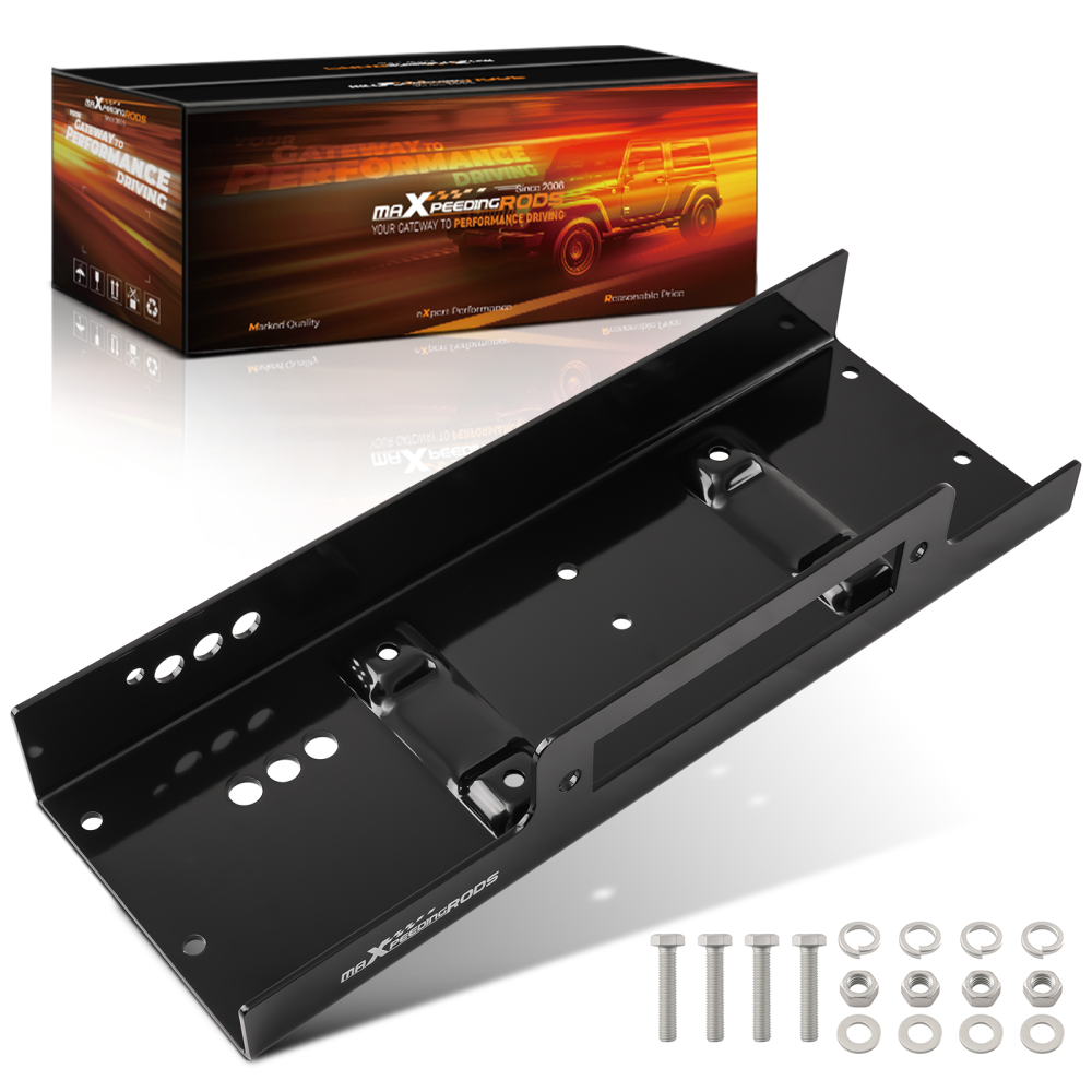 Heavy Duty Winch Bracket for SUV Truck ATV UTV 10x4.5 Steel Black Mount