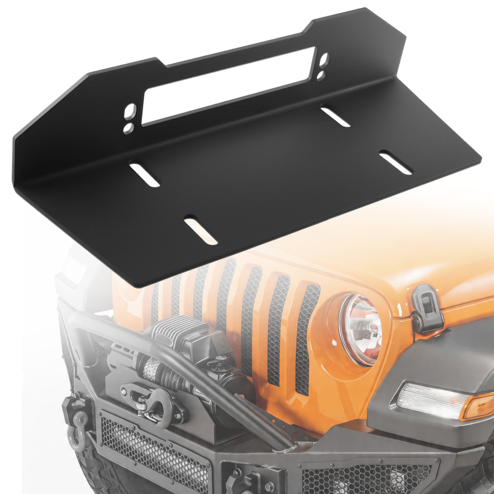 Bolt-On Front Winch Mount for Go Rhino Rockline Bumpers 12000lbs Steel Black