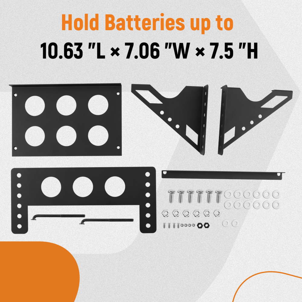 Metal Steel Battery Mounting Box Fits up to a 10.63” × 7.06” × 7.5” Battery