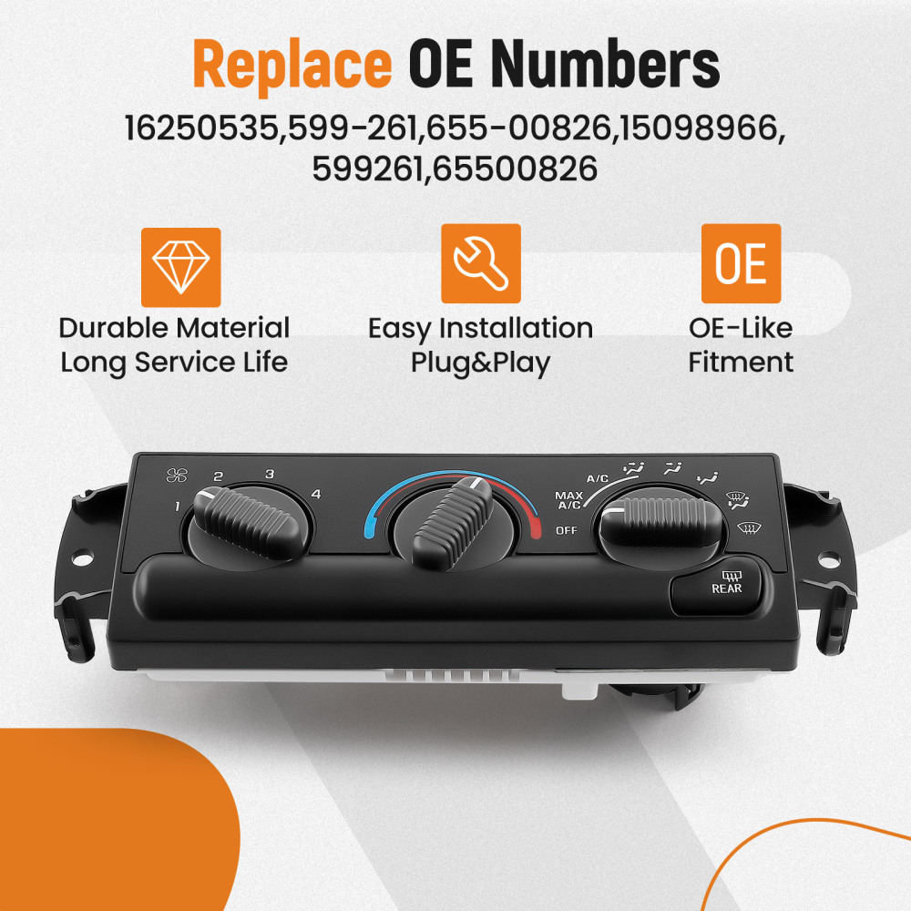 Compatible for AC Heater Control Panel w/ Rear Windshield Heating compatible for Chevy GMC Oldsmobile
