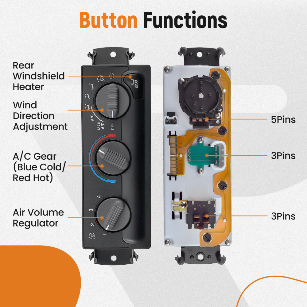 Compatible for AC Heater Control Panel w/ Rear Windshield Heating compatible for Chevy GMC Oldsmobile