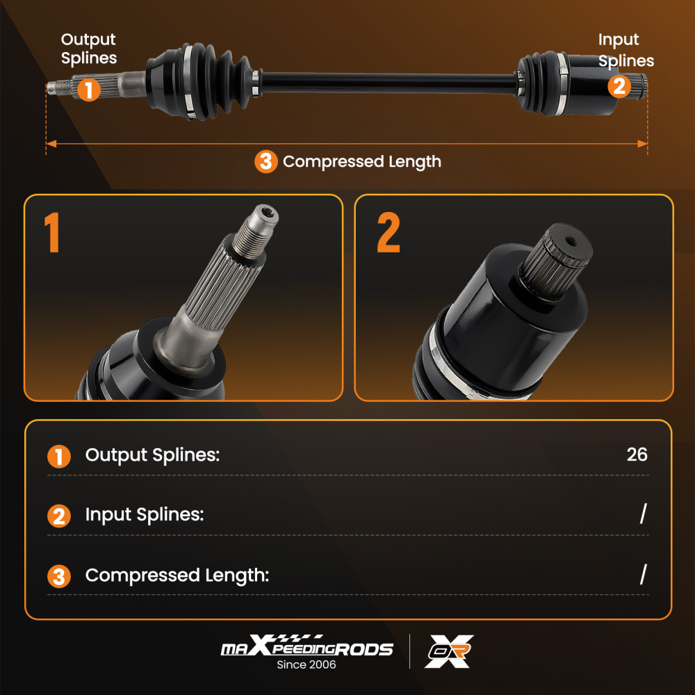 Rear Left /Right Complete CV Joint Axle compatible for Polaris Ranger 1000 Crew 570 1332947