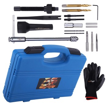 16pcs Outil d'alésage de bougie de préchauffage M8 M10 compatible pour Mercedes CDI compatible pour Audi VW Opel Réparation de filetage