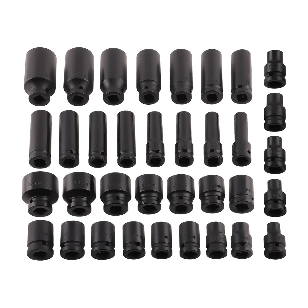 35Pcs 1/2 Metric Drive Deep Impact Socket Tools Kit Garage Workshop 8-30 32m