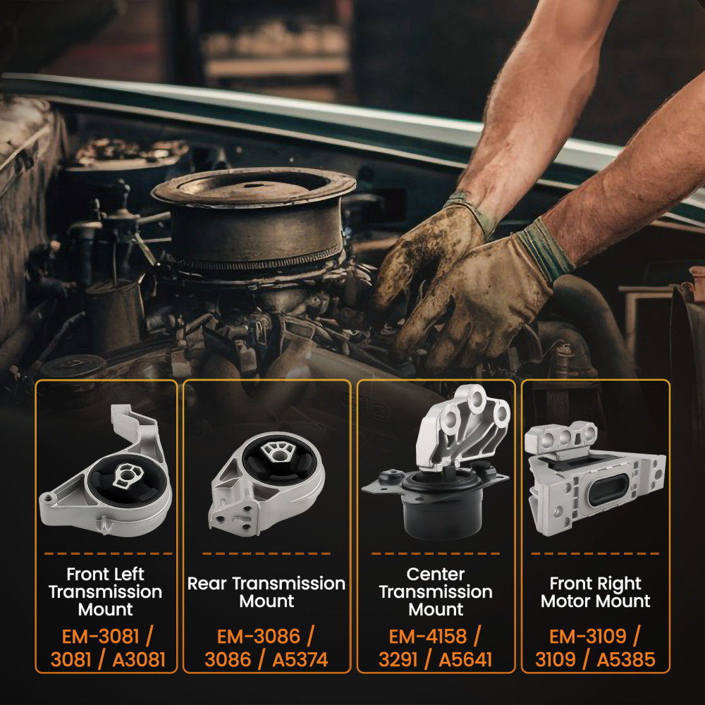 4pcs MotorTrans Mount compatible for Chevrolet Cobalt 2.2L 2005-2010 2.4L 2006-2008 3109
