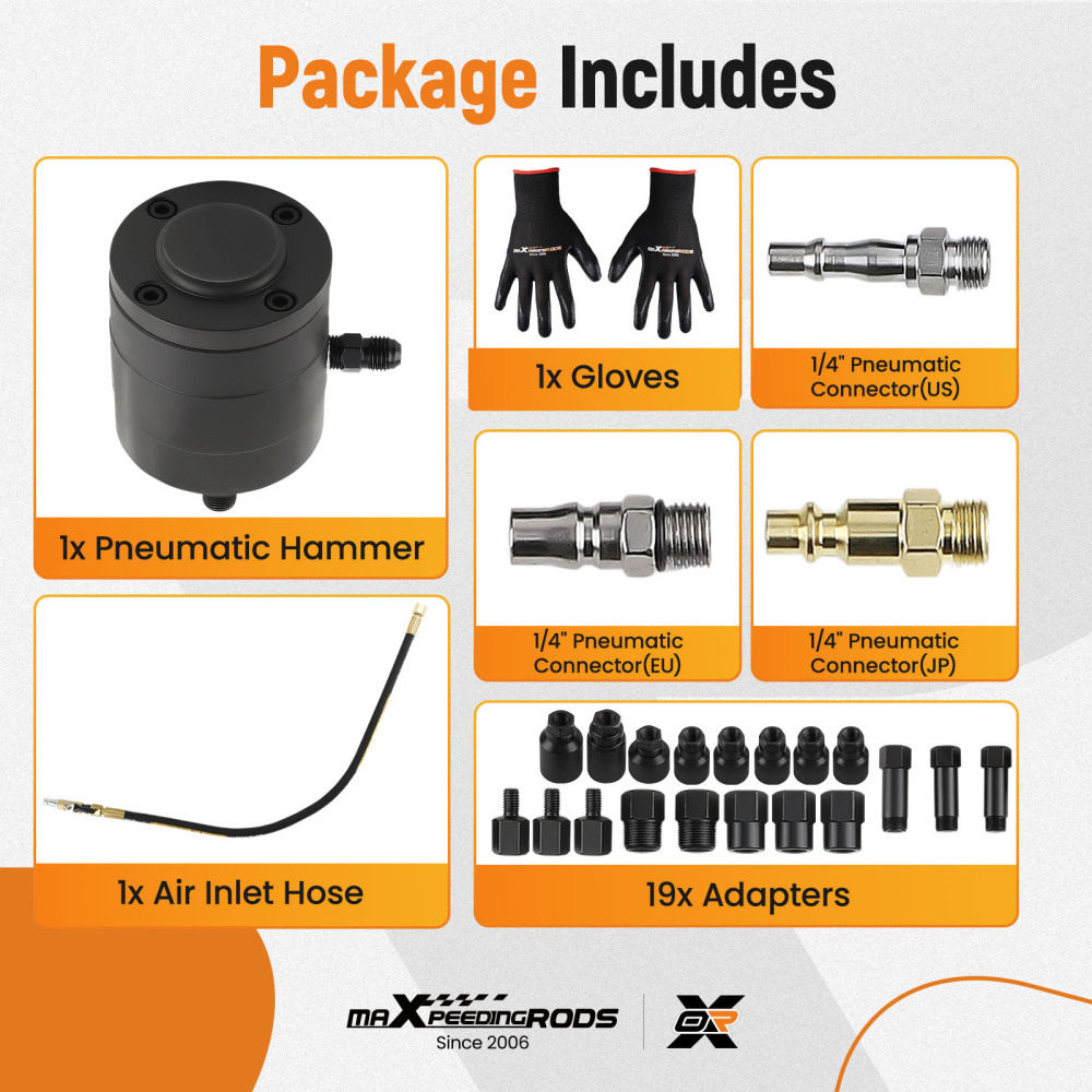 Diesel Injector Puller Pneumatic Injector Extractor Puller Tool Kit  19 Adapters