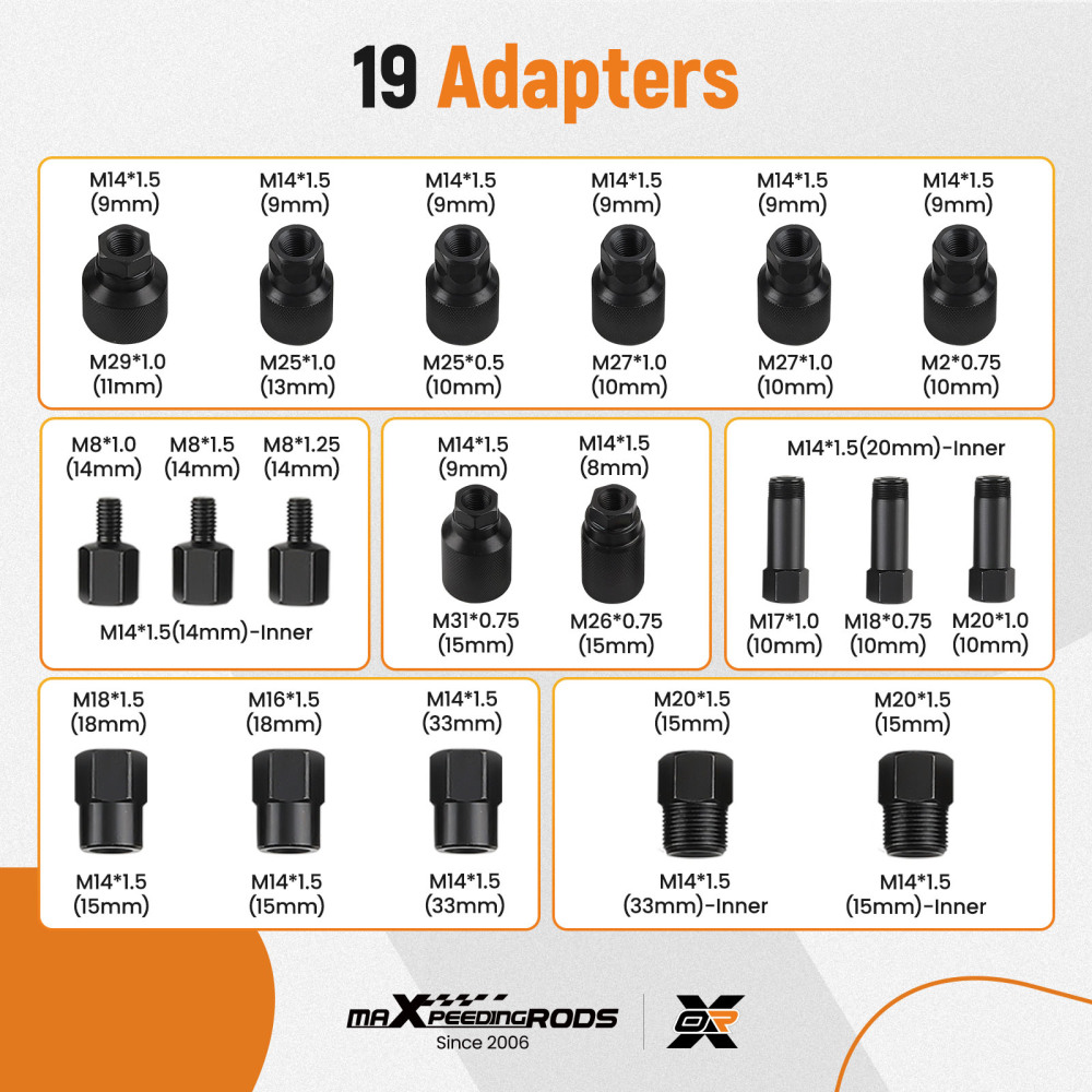 Diesel Injector Puller Pneumatic Injector Extractor Puller Tool Kit  19 Adapters