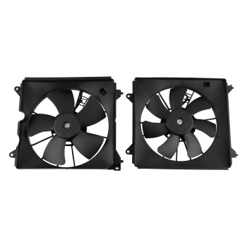 2Pcs Radiator Cooling Fan Set w/ Blade MotorShroud compatible for Honda Accord 2013-2017