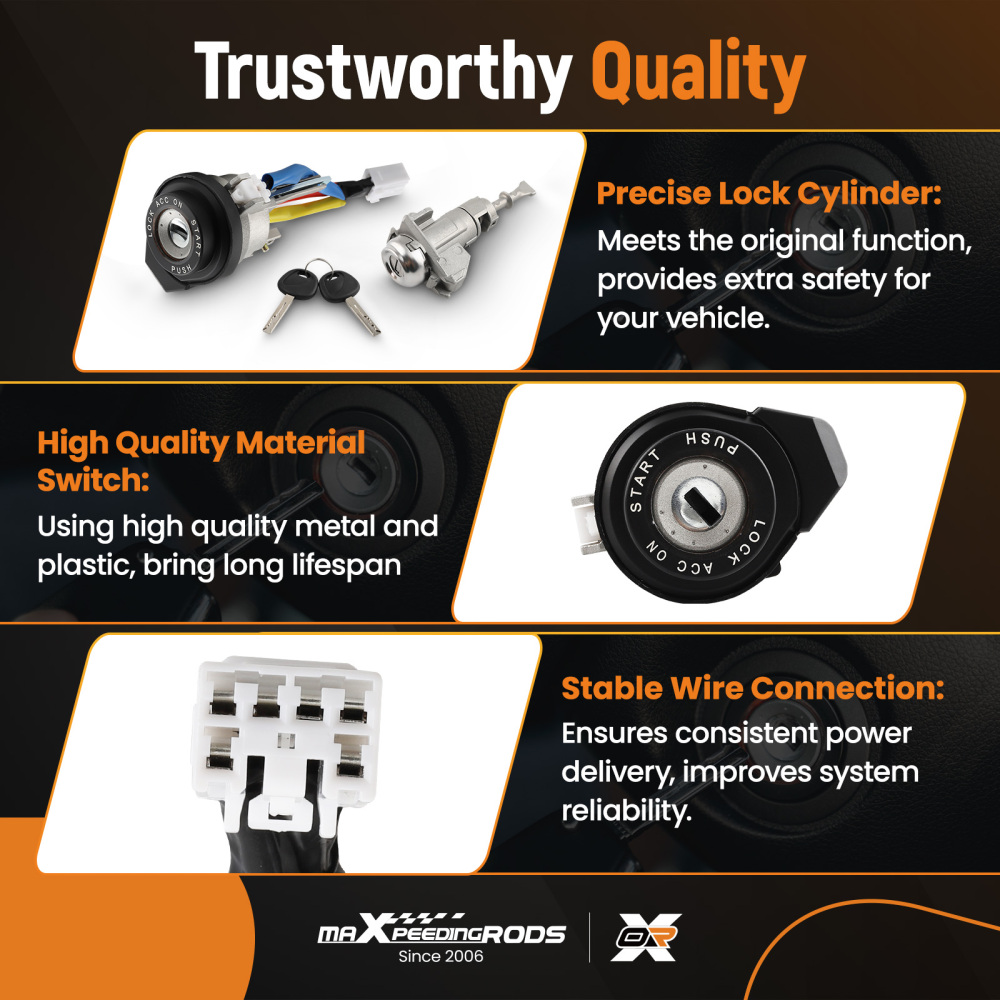 Ignition Lock Cylinder Switch + 2 Keys compatible for Kia Rio 2013-17 Optima 2011-2015