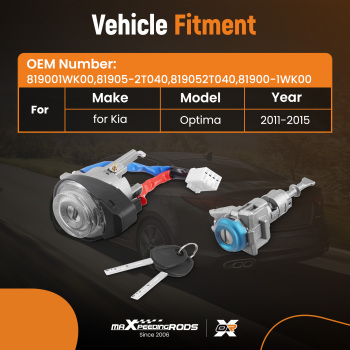 Ignition Lock Cylinder Switch W/ Keys compatible for KIA OPTIMA 2011-2015 RIO 2013-2017