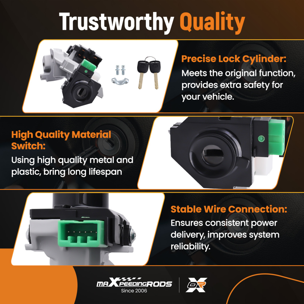 Ignition Switch Cylinder Lock Trans+2 Keys compatible for Honda Accord Odyssey 35100SDAA71