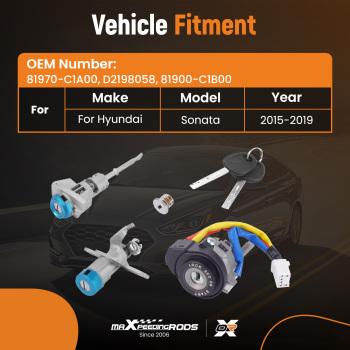 FULL DOOR LOCK IGNITION SWITCH CYLINDER compatible for HYUNDAI SONATA 2015-2019 SAME KEY