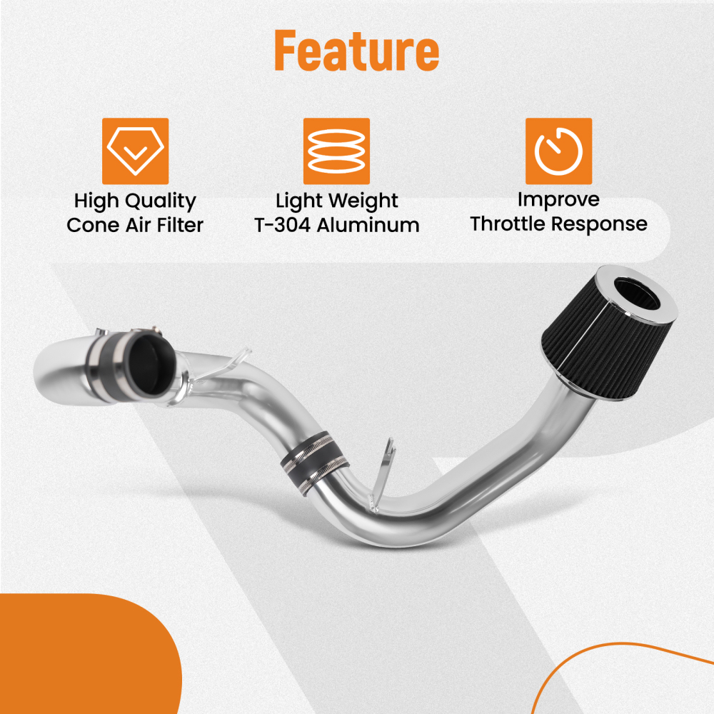 3 Dry Filter + Cold Air Intake Pipe Kit compatible for Honda Civic EX/LX/DX 1.8L 2006-2011