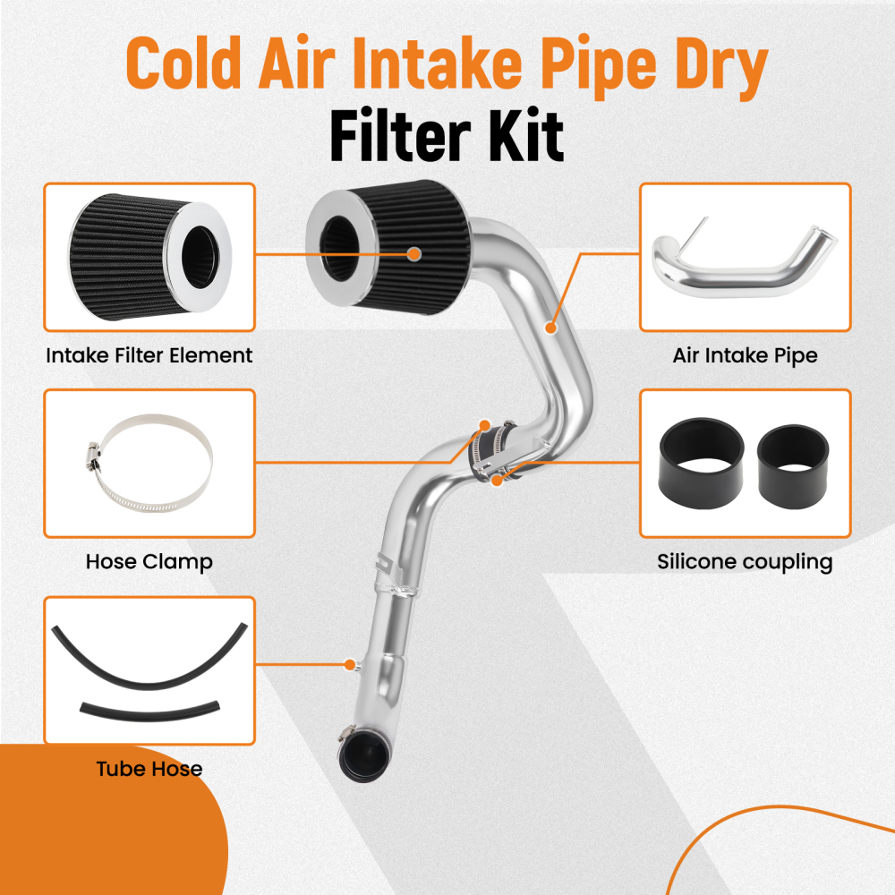 3 Dry Filter + Cold Air Intake Pipe Kit compatible for Honda Civic EX/LX/DX 1.8L 2006-2011