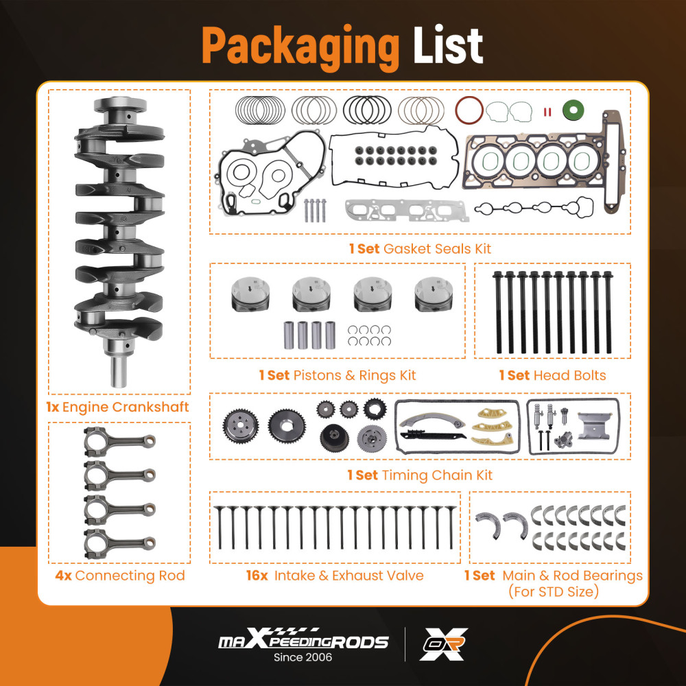 2.4L Engine Rebuild Overhaul Kit Crankshaft Rods Timing compatible for Chevrolet Buick GMC