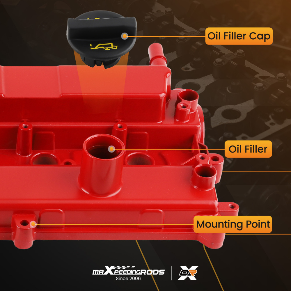 Aluminum Red Valve Cover w/Gasket compatible for Ford Focus 2.0L 2012 2013 2014 CM5Z6582E