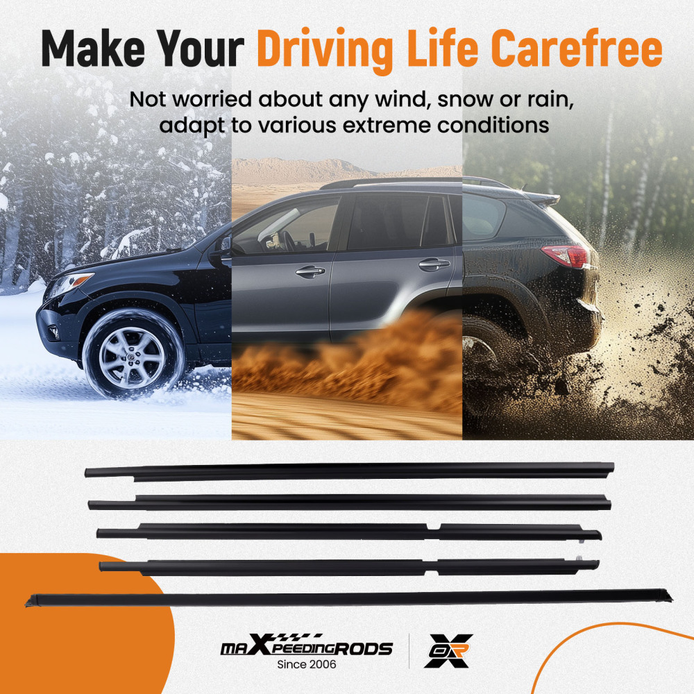 Outer Door Window Weatherstrip Seal Belt 5pcs Kit compatible for Toyota 4Runner 2003-2009