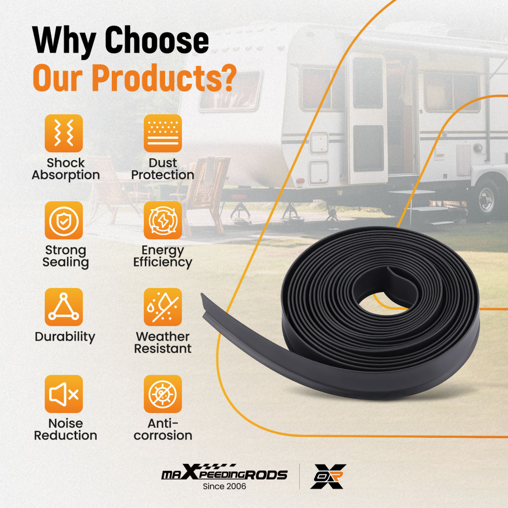 RV Slide Out Seal Weatherstrip Clip Rubber Wiper Seal 1-1/2 25ft for R854056