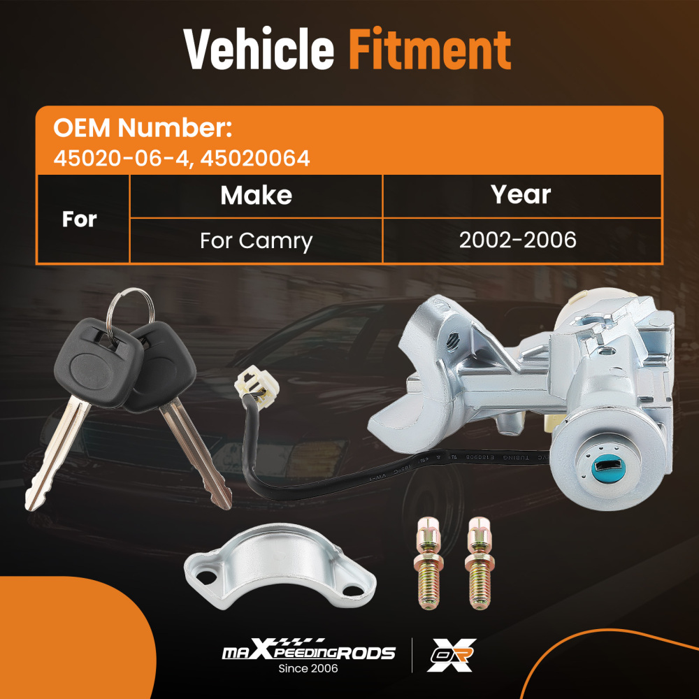 Ignition Lock Cylinder Switch Assembly W/ 2 Keys compatible for Toyota Camry 2002-2006