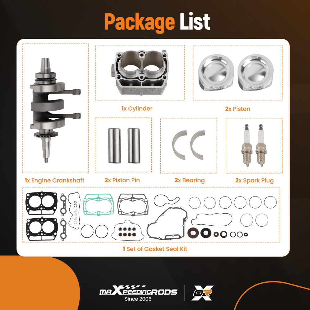 Rebuild Kit w/ Crankshaft Piston Cylinder compatible for Polaris RZR compatible for Ranger compatible for Sportsman 800