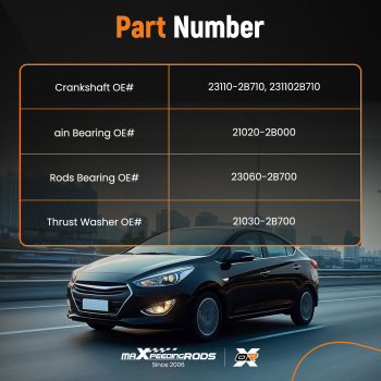 G4FJ 1.6L CrankshaftBearings Set compatible for Hyundai Tucson compatible for Kia Soul 2015-20