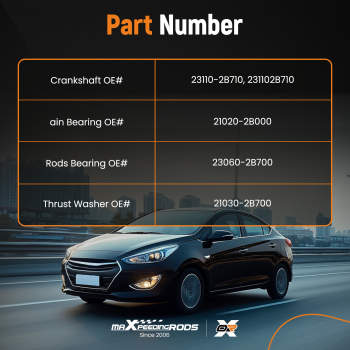 G4FJ 1.6L CrankshaftBearings Set compatible for Hyundai Tucson compatible for Kia Soul 2015-20