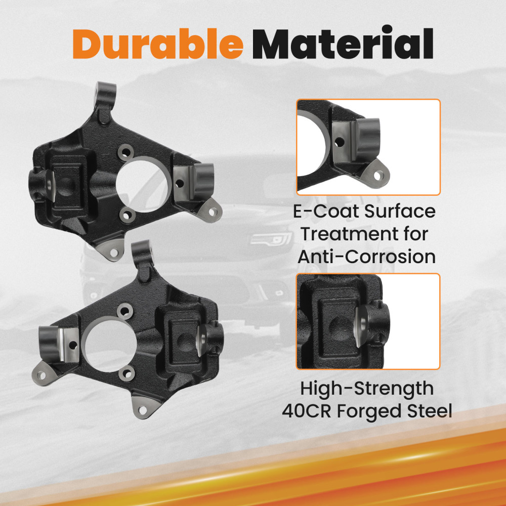 2 inch Drop Lowering Spindles Steering Knuckles Compatible For Chevy Silverado 1500 2007-17	