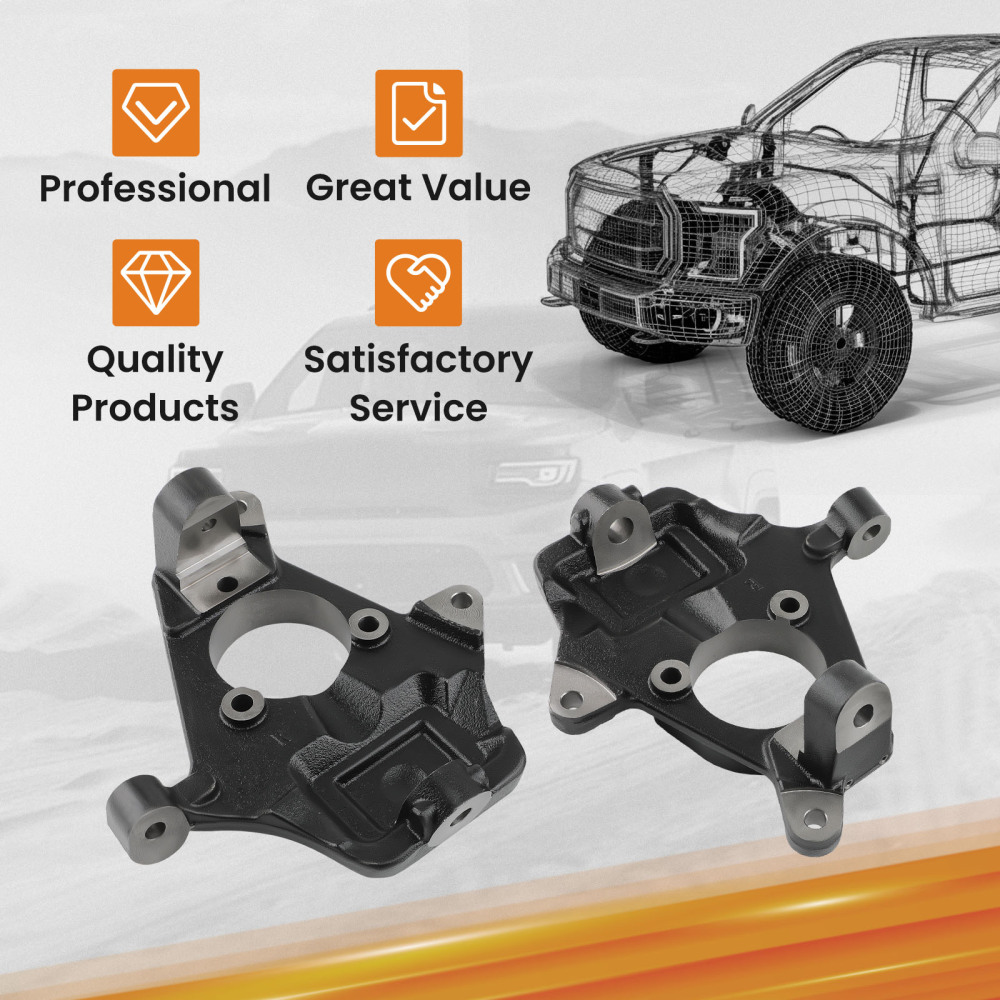 2 inch Drop Lowering Spindles Steering Knuckles Compatible For Chevy Silverado 1500 2007-17	
