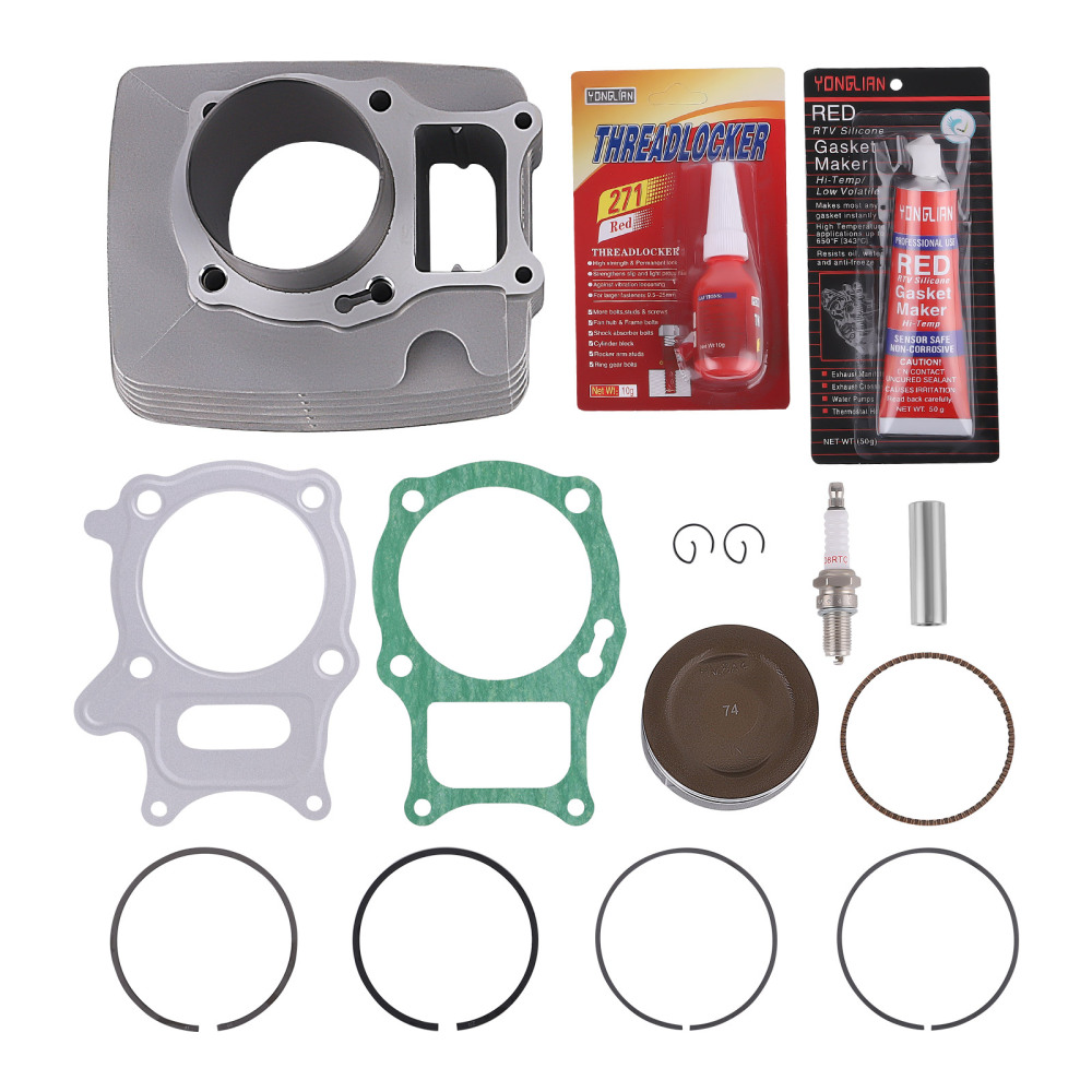 74mm Cylinder Piston Gasket Top End Kit compatible for Honda Recon 250 TRX250EX TRX250X