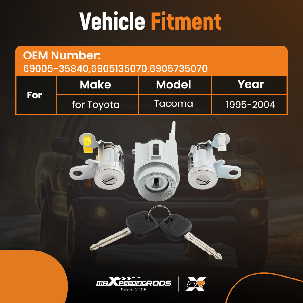 Same Key Matched Ignition Switch Door Lock Cylinder compatible for Toyota Tacoma 1995-2003