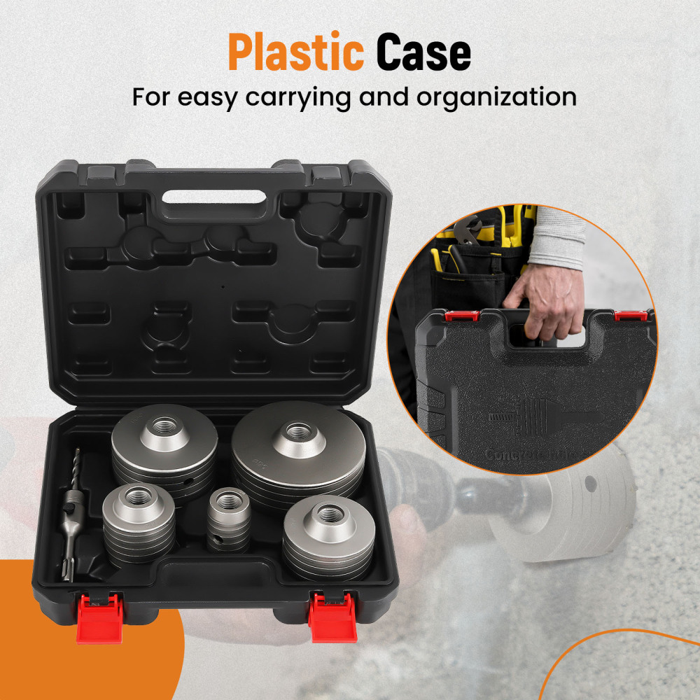 6PCS Concrete Hole Saw Kit 5 Inch SDS Plus Drill Bits for Brick 40‑125mm