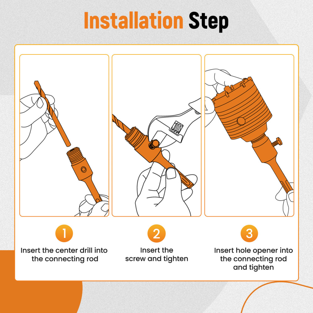 6PCS Concrete Hole Saw Kit 5 Inch SDS Plus Drill Bits for Brick 40‑125mm