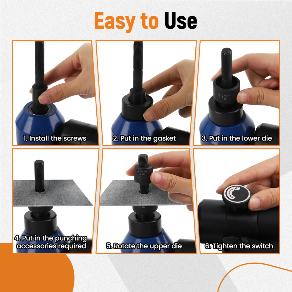 Hydraulic Knockout Hole Punch Driver KitElectrical Conduit Hole Cutter Set