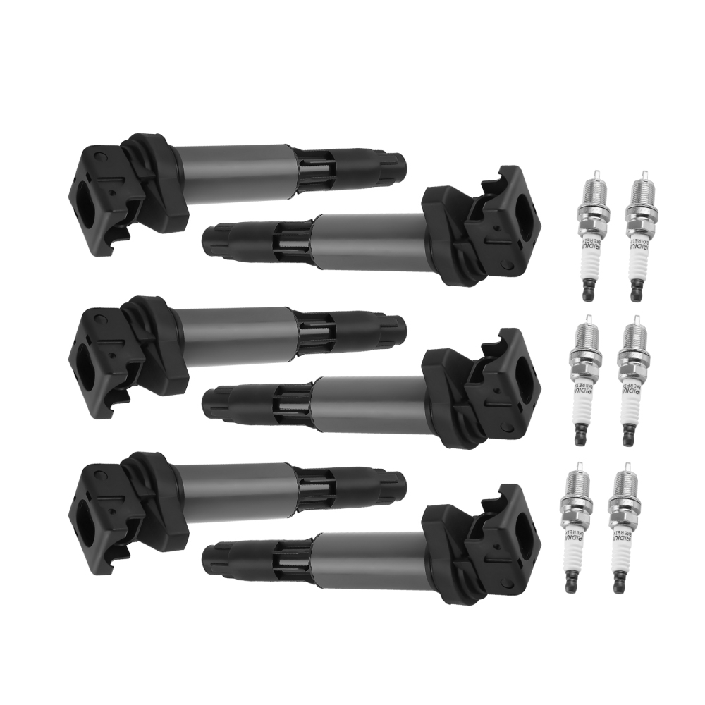 6 Ignition Coils + Spark Plugs compatible for BMW 320i 325Ci 325i 325xi 330Ci UF522 7092