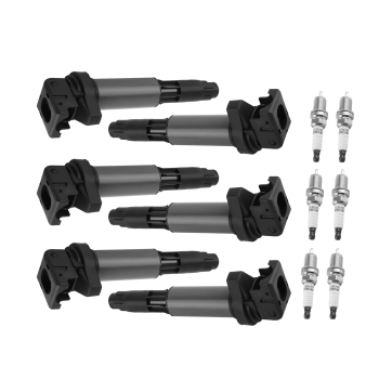 6 Ignition Coils + Spark Plugs compatible for BMW 320i 325Ci 325i 325xi 330Ci UF522 7092