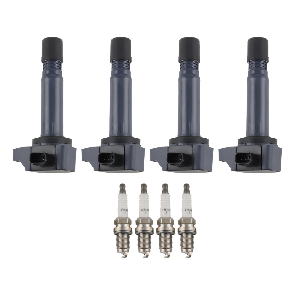 4pcs Ignition Coils4pcs Spark Plugs compatible for Honda Civic L4 Petrol 2006-2011 UF582