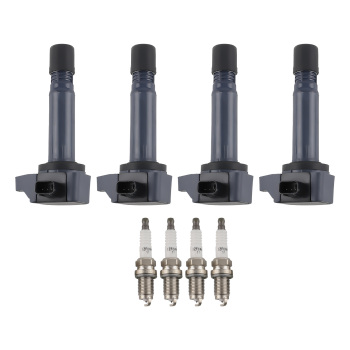 4pcs Ignition Coils4pcs Spark Plugs compatible for Honda Civic L4 Petrol 2006-2011 UF582