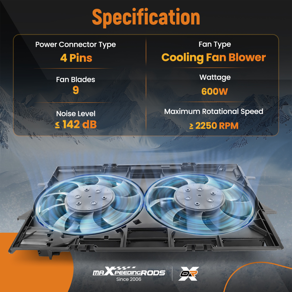 Radiator Cooling Fan motor Assembly compatible for Audi A6 A7 4G 3.0 4.0 TFSI 2012-17